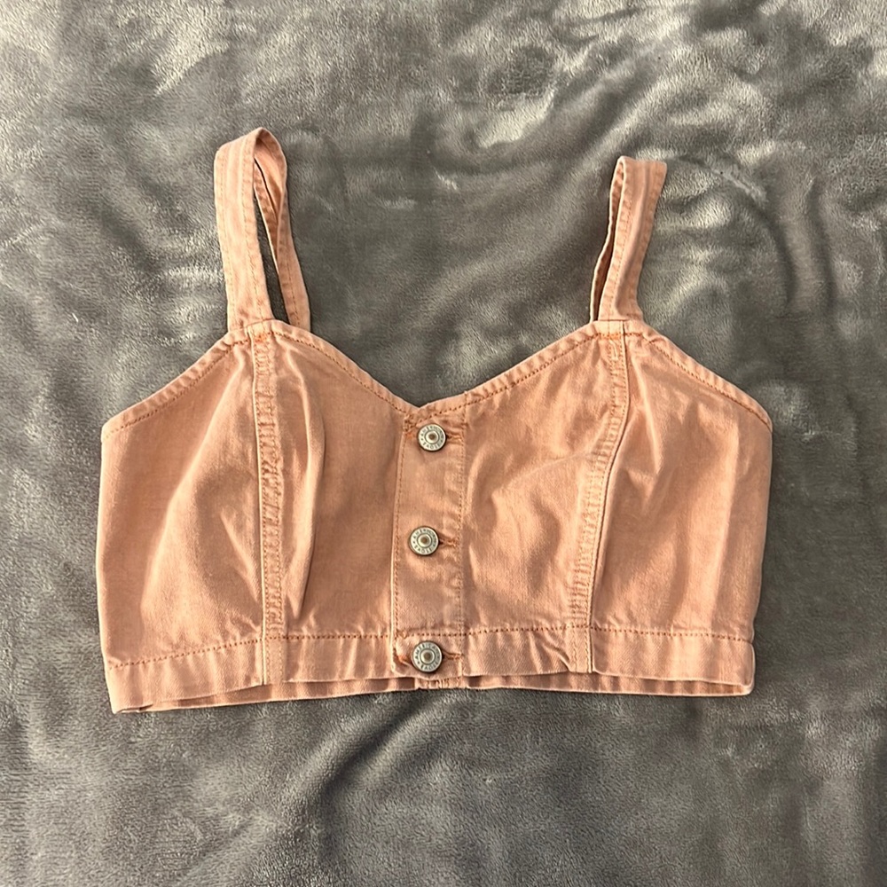 American Eagle Pink wash Denim Crop Top
